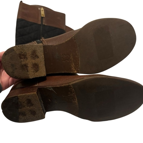 Tory Burch Rosalie brown leather quilted tall riding boots 6 - Picture 3 of 10